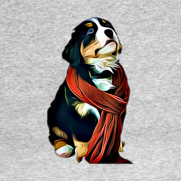 Berner Bernese Mountain Dog Puppy Holiday Cute by GraviTeeGraphics